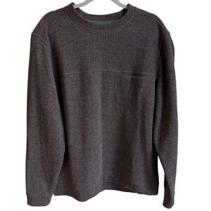 Toad&Co Breithorn Crew Sweater Men L Brown Ribbed Wool Blend Pocket Minimalist